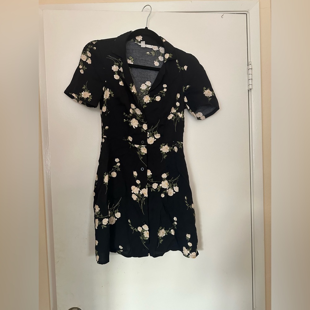 UO Urban Renewal Black Floral Mini Dress